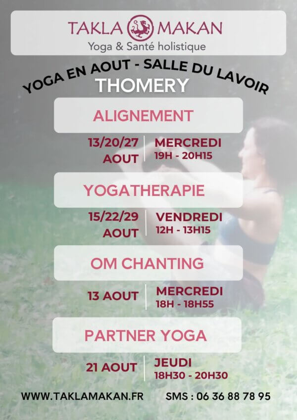 cours de yoga en août par l'association Takla Makan à Thomery